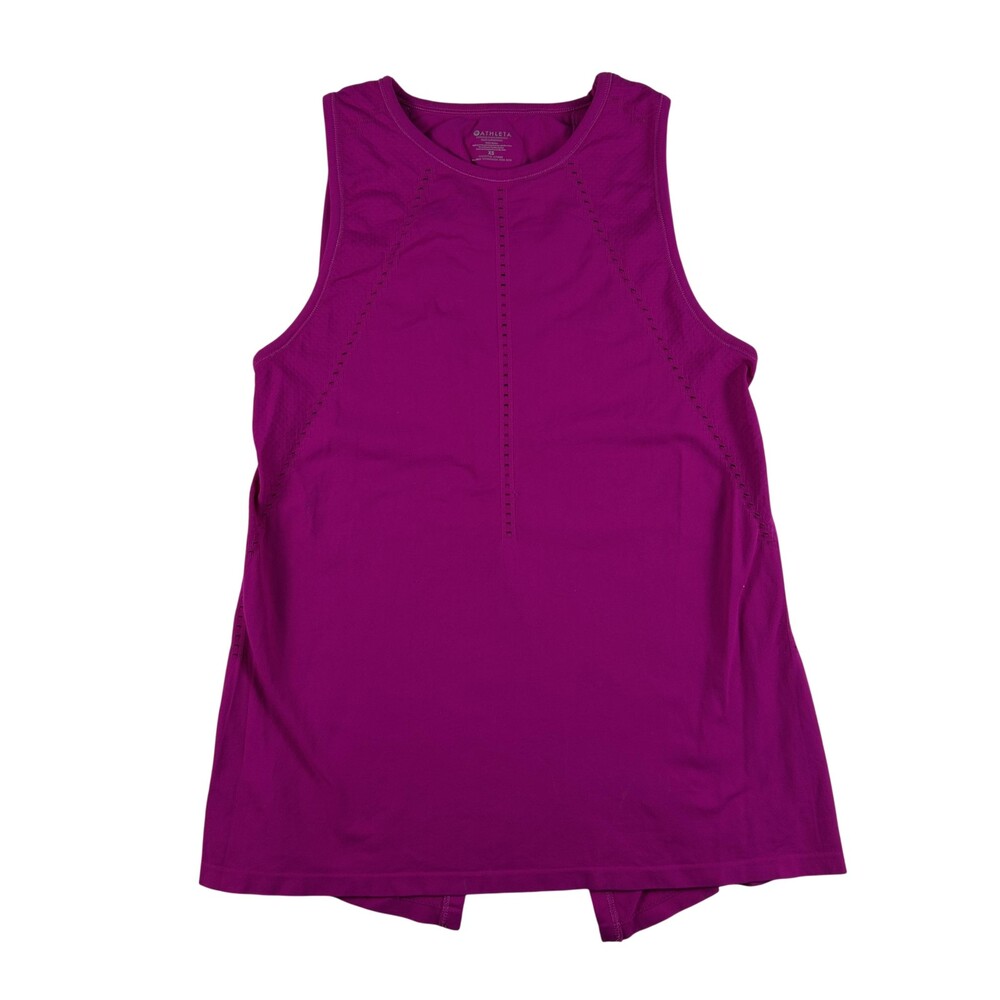 Athleta Tank Top Womens XS Pink Split Back Perforated Running Active Workout